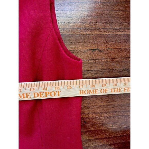 Talbots Red Sheath Dress Size 12P 100% Wool Knee Length Zip Up Back - Picture 6 of 9